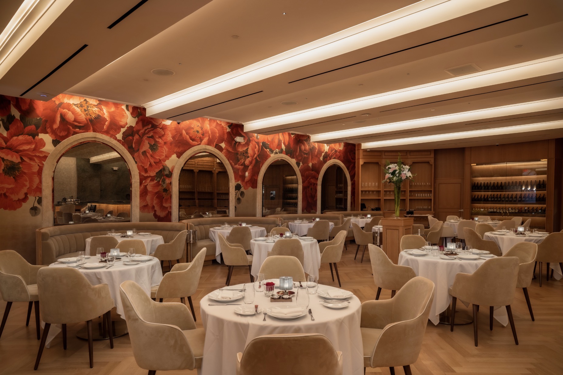 Mediterranean Restaurant — Elegant Dining Interior — For Illustration Only